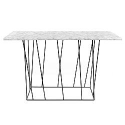 Biely mramorový konzolový stolík s čiernymi nohami TemaHome Helix