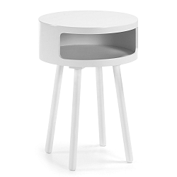 Biely odkladací stolík s úložným priestorom La Forma Bruk, priemer 40 cm