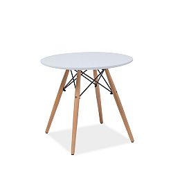 Biely okrúhly odkladací stolík s nohami z kaučukového dreva Signal Soho, ⌀ 60 cm