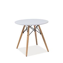 Biely okrúhly stôl s nohami z kaučukového dreva Signal Soho, ⌀ 90 cm