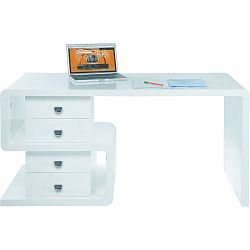 Biely pracovný stôl so 4 zásuvkami Kare Design Snake, dĺžka 150 cm
