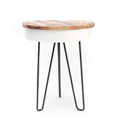 Biely príručný stolík s drevenou doskou LABEL51 Saria
