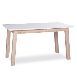 Biely rozkladací jedálenský stôl s nohami v dubovom dekore Intertrade Apart, 140 × 85 cm