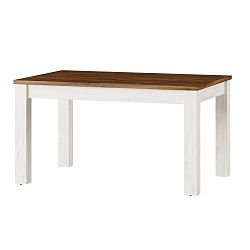 Biely rozkladací jedálenský stôl Szynaka Meble Country, 140/214 x 90 cm