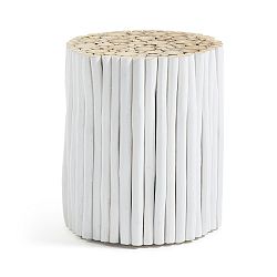 Biely taburet z teakového dreva La Forma Filippo, ⌀ 35 cm