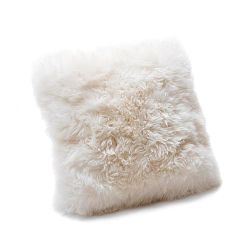 Biely vankúš z ovčej kožušiny Royal Dream Sheepskin, 45 × 45 cm