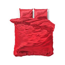 Červené obliečky zo saténového mikroperkálu na dvojlôžko Sleeptime, 240 × 220 cm
