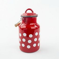 Červený smaltovaný džbán na mlieko Dakls, 2 l