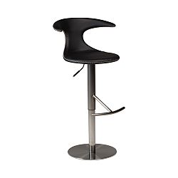 Čierna barová nastaviteľná stolička s koženým sedadlom DAN-FORM Denmark Flair