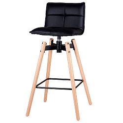 Čierna barová stolička s nohami z bukového dreva sømcasa Janie