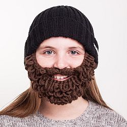 Čierna detská čiapka s hnedou bradou Beardo Kids Thick