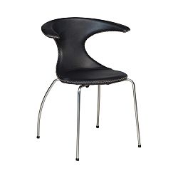 Čierna jedálenská stolička s matnou kovovou podnožou DAN–FORM Flair