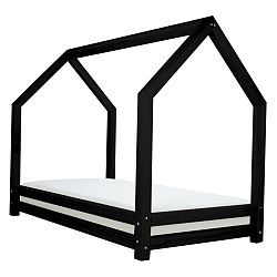 Čierna jednolôžková posteľ z borovicového dreva Benlemi Funny, 80 × 200 cm