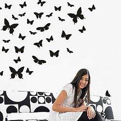Čierna samolepka na stenu Motýlí raj