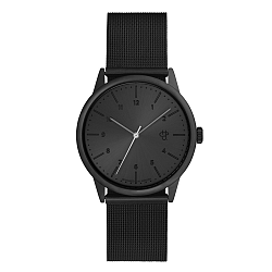 Čierne hodinky s metalickým ciferníkom CHPO Rawiya