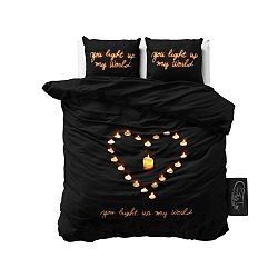 Čierne obliečky z mikroperkálu Sleeptime Love Candles, 160 x 200 cm