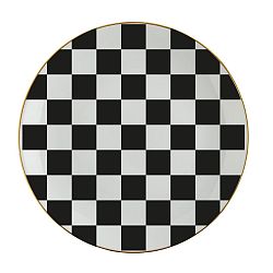 Čierno-biely porcelánový tanier Vivas Check, Ø 23 cm