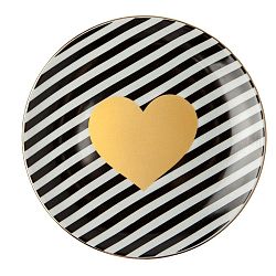 Čierno-biely porcelánový tanier Vivas Heart, Ø 23 cm