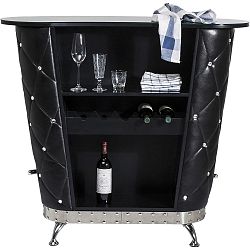 Čierny barový stolík s policou na 5 vínnych fliaš Kare Design Rocky
