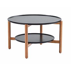 Čierny dubový stolík Folke Wendigo, ⌀ 80 cm