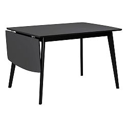 Čierny jedálenský stôl so sklápacou doskou Folke Olivia, dĺžka 120 + 40 cm