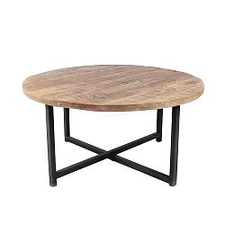 Čierny konferenčný stolík s doskou z mangového dreva LABEL51 Dex, Ø 60 cm