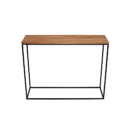 Čierny konzolový stolík s doskou z dubového dreva Take Me HOME Aren, 100 × 30 cm
