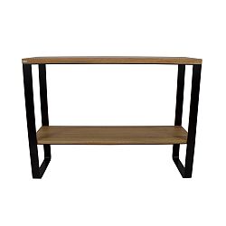 Čierny konzolový stolík s doskou z dubového dreva Take Me HOME Linea, 100 × 30 cm