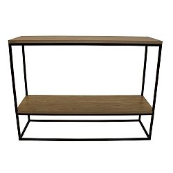 Čierny konzolový stolík s doskou z dubového dreva Take Me HOME Plock, 100 × 30 cm