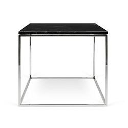 Čierny mramorový konferenčný stolík s chrómovými nohami TemaHome Gleam, 50 cm