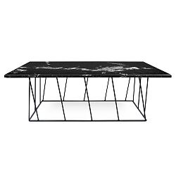 Čierny mramorový konferenčný stolík s čiernymi nohami TemaHome Helix, 120 cm