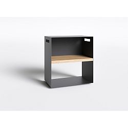 Čierny nočný stolík s doskou z dubového dreva Take Me HOME, 50 × 30 cm