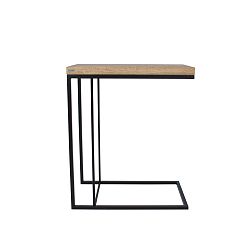 Čierny odkladací stolík s doskou z dubového dreva Take Me HOME Felix, 50 × 30 cm