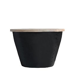 Čierny príručný stolík s doskou z mangového dreva LABEL51 Indi, Ø 60 cm
