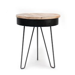 Čierny príručný stolík s drevenou doskou LABEL51 Saria
