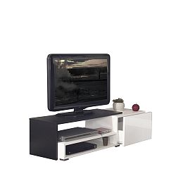 Čierny televízny stolík s bielymi zásuvkami Symbiosis Albert, šírka 120 cm