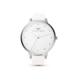 Dámske hodinky s bielym koženým remienkom Victoria Walls Mist