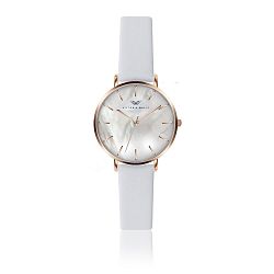 Dámske hodinky s bielym koženým remienkom Victoria Walls Pearl
