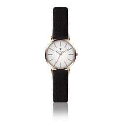 Dámske hodinky s čiernym koženým remienkom Paul McNeal Soa, ⌀ 2,8 cm