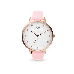 Dámske hodinky s ružovým koženým remienkom Victoria Walls Dusk