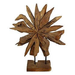 Dekorácia z teakového dreva HSM Collection Sunflower, 60 x 80 cm