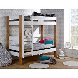 Detská biela dvojposchodová posteľ prestaviteľná na jednolôžko JUNIOR Provence Complete, 90 x 190 cm