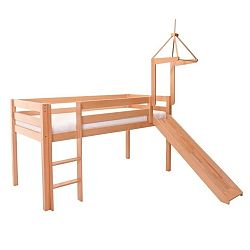 Detská jednolôžková posteľ z masívneho bukového dreva s kĺzačkou Mobi furniture Tom, 200 × 90 cm