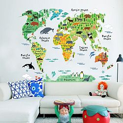 Detská nástenná samolepka Ambiance World Map, 73 x 95 cm