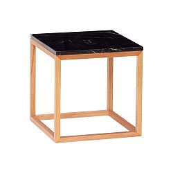 Dubový odkladací stolík s čiernou mramorovou doskou Hübsch Gedda