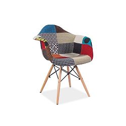 Farebná jedálenská stolička s drevenými nohami Signal Denis Patchwork
