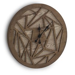 Hnedé nástenné hodiny Geese Time Traveller, Ø 60 cm
