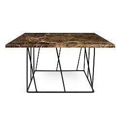 Hnedý mramorový konferenčný stolík s čiernymi nohami TemaHome Helix, 75 cm