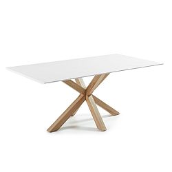 Jedálenský stôl s bielou doskou a drevenou podnožou La Forma Arya, 90 x 160 cm
