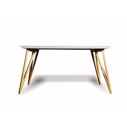 Jedálenský stôl z masívneho jaseňového dreva s bielou doskou Charlie Pommier Triangle, 140 x 80 cm
